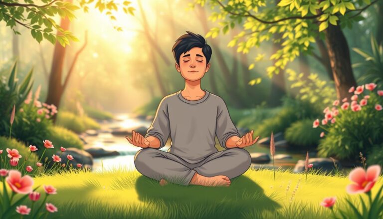 A serene meditation scene representing the resilience and mindfulness practitioner.