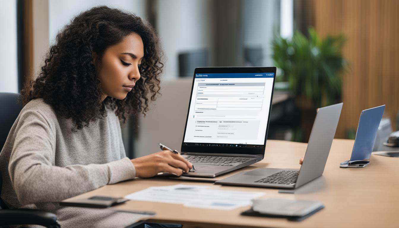 A person completing a disability ID card application.