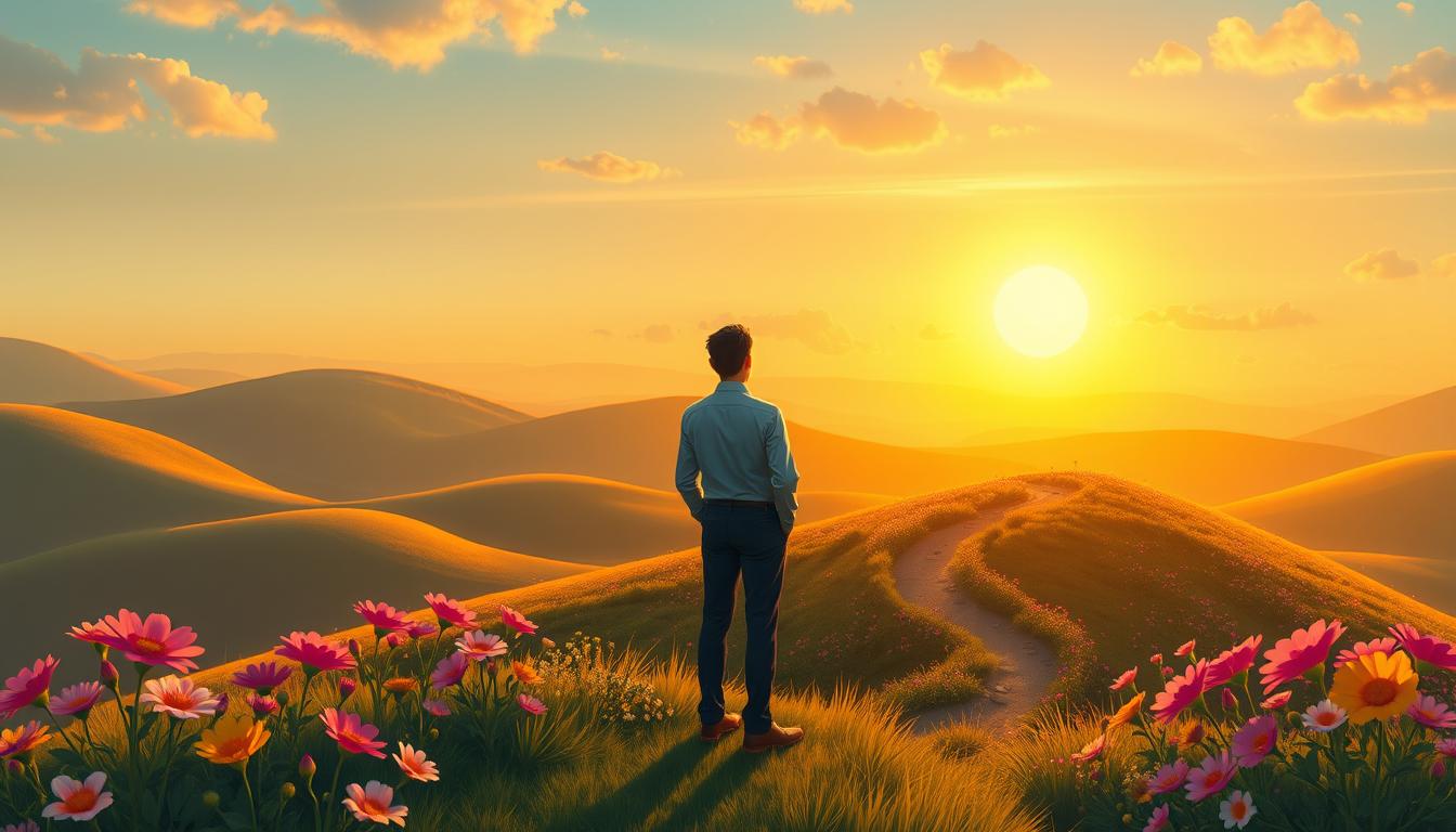 Soft serene landscape representing emotional growth.